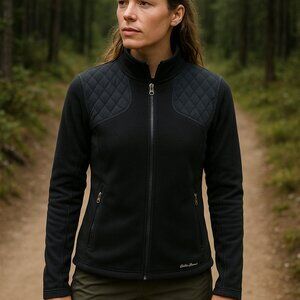 Eddie Bauer Sport Shop Zip Up Jacket Black Large Hiking Outdoors Adventure Fall